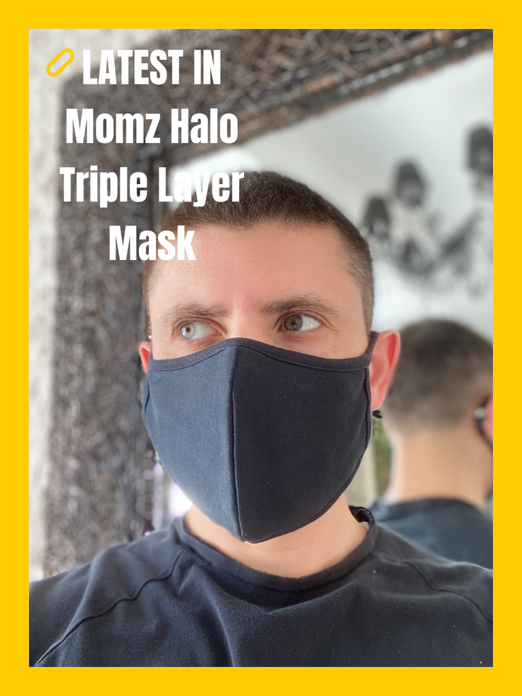 Momz Halo Triple layer organic mask with inner pocket. Adult size - momZ Halo